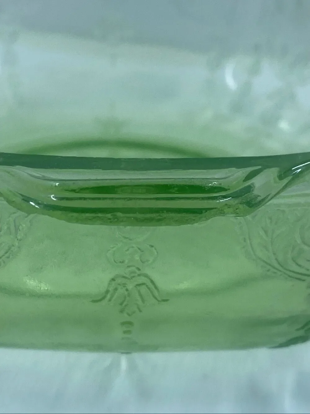 Uranium Anchor Hocking Princess Green Octagonal Depression Cereal Bowl 8” vtge
